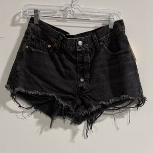 Levi's Black Frayed Jean Shorts